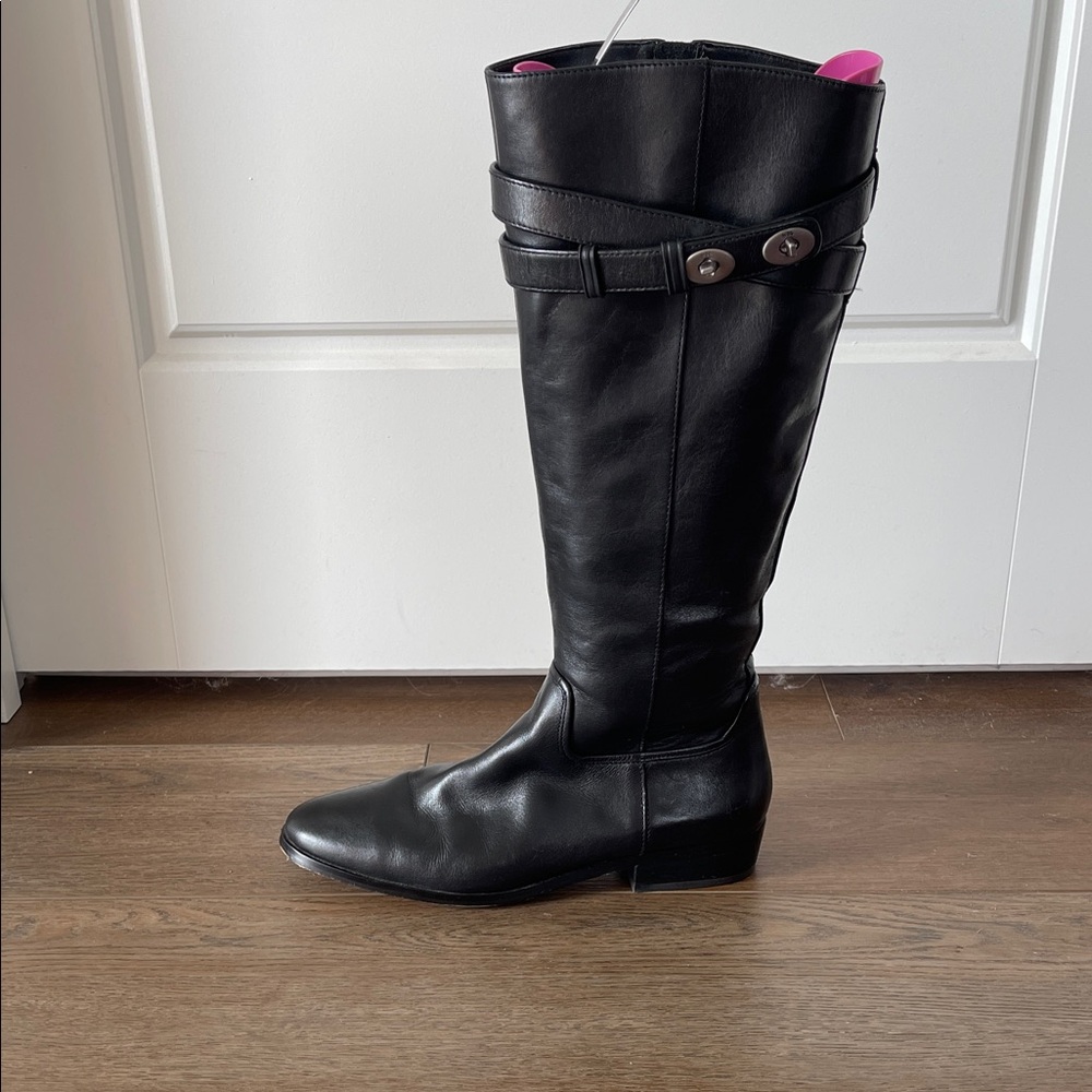 Coach Black Knee High Leather Boots